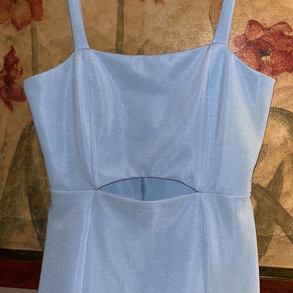 Urban Outfitters stomach cut out baby blue bodycon mini dress sz Large - Picture 3 of 9